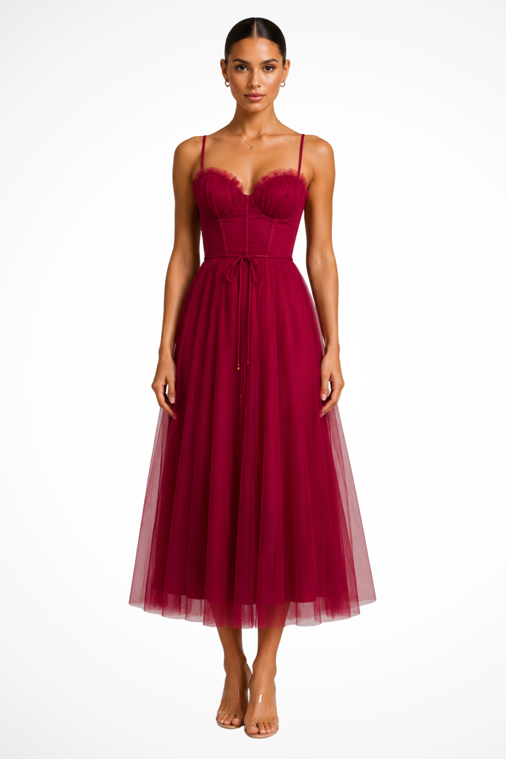 Robe Midi Bustier Tulle Femme Cérémonie
