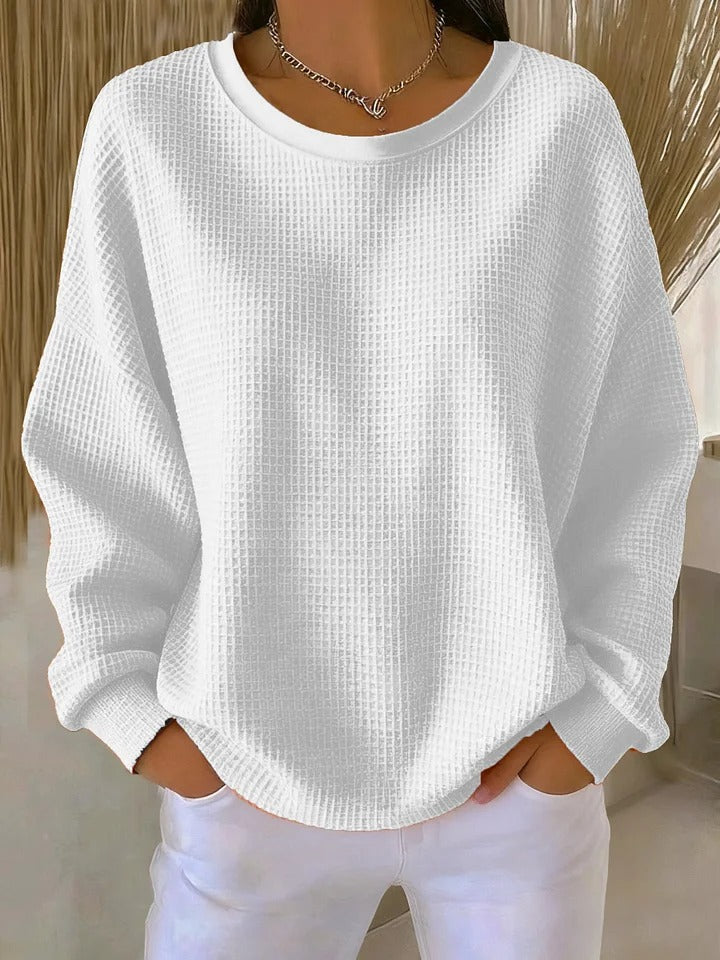 Felpa da donna a maniche lunghe in maglia goffrata