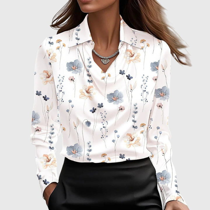Blouse En Satin Manches Longues Et Col Bénitier Pour Femme