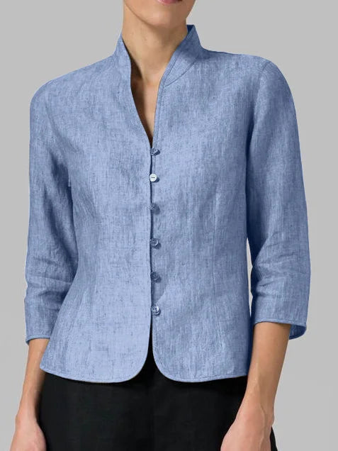 Blouse Femme Col Montant Boutonnée