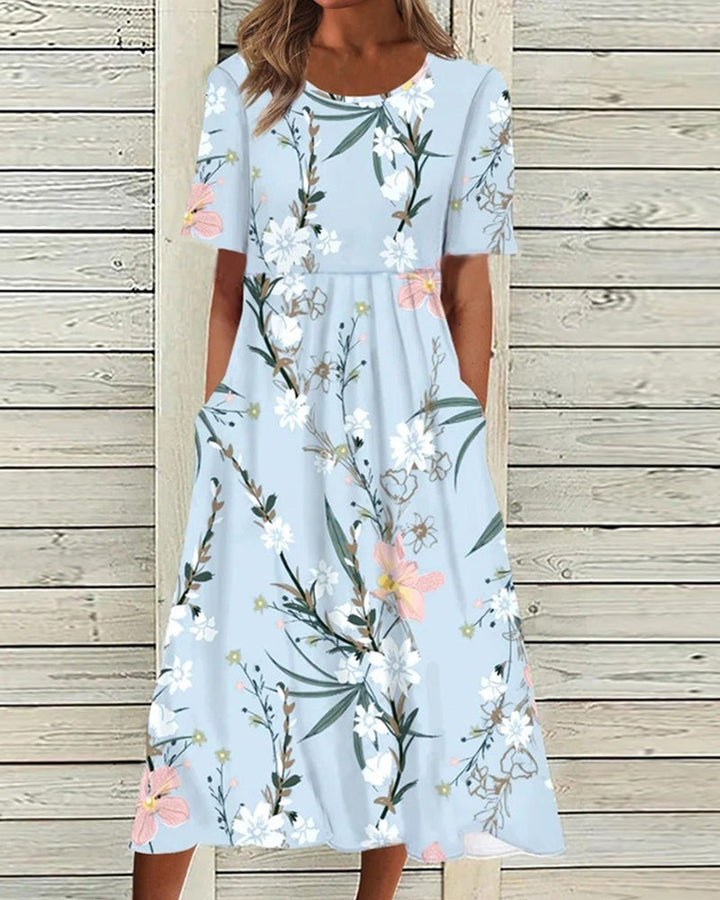Robe Midi Fleurie Femme Coupe Fluide
