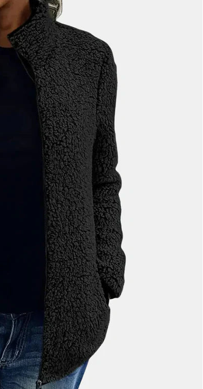 Veste D'hiver Pour Femme en Sherpa Doux Avec Col Montant