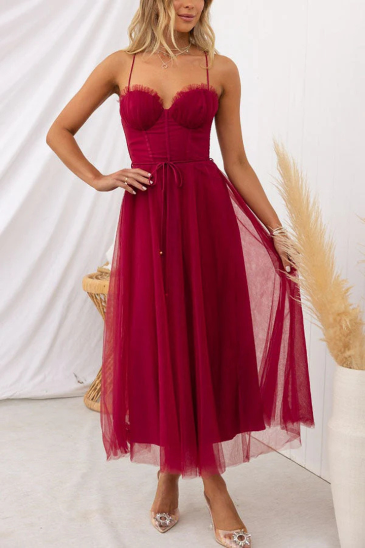 Robe Midi Bustier Tulle Femme Cérémonie