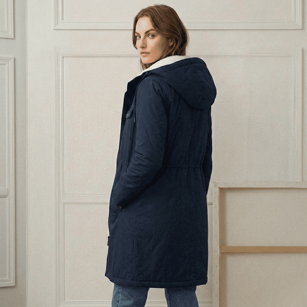 Damparkas med huva och fleecefoder