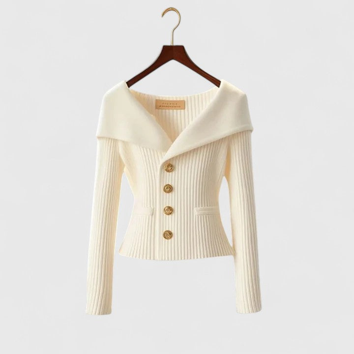 Cardigan Femme Maille Côtelée Col Châle