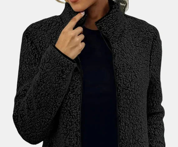 Veste D'hiver Zippée Pour Femme en Polaire Sherpa Douce