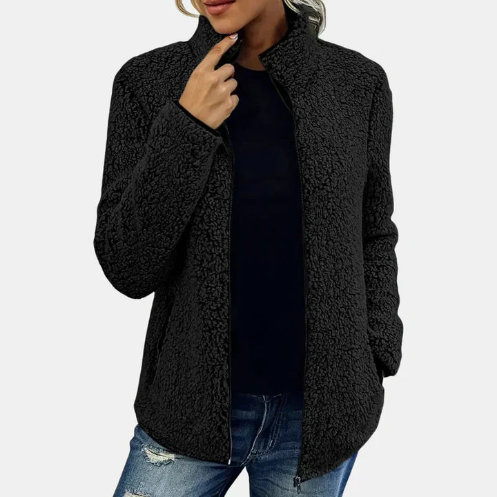 Veste D'hiver Pour Femme en Sherpa Doux Avec Col Montant
