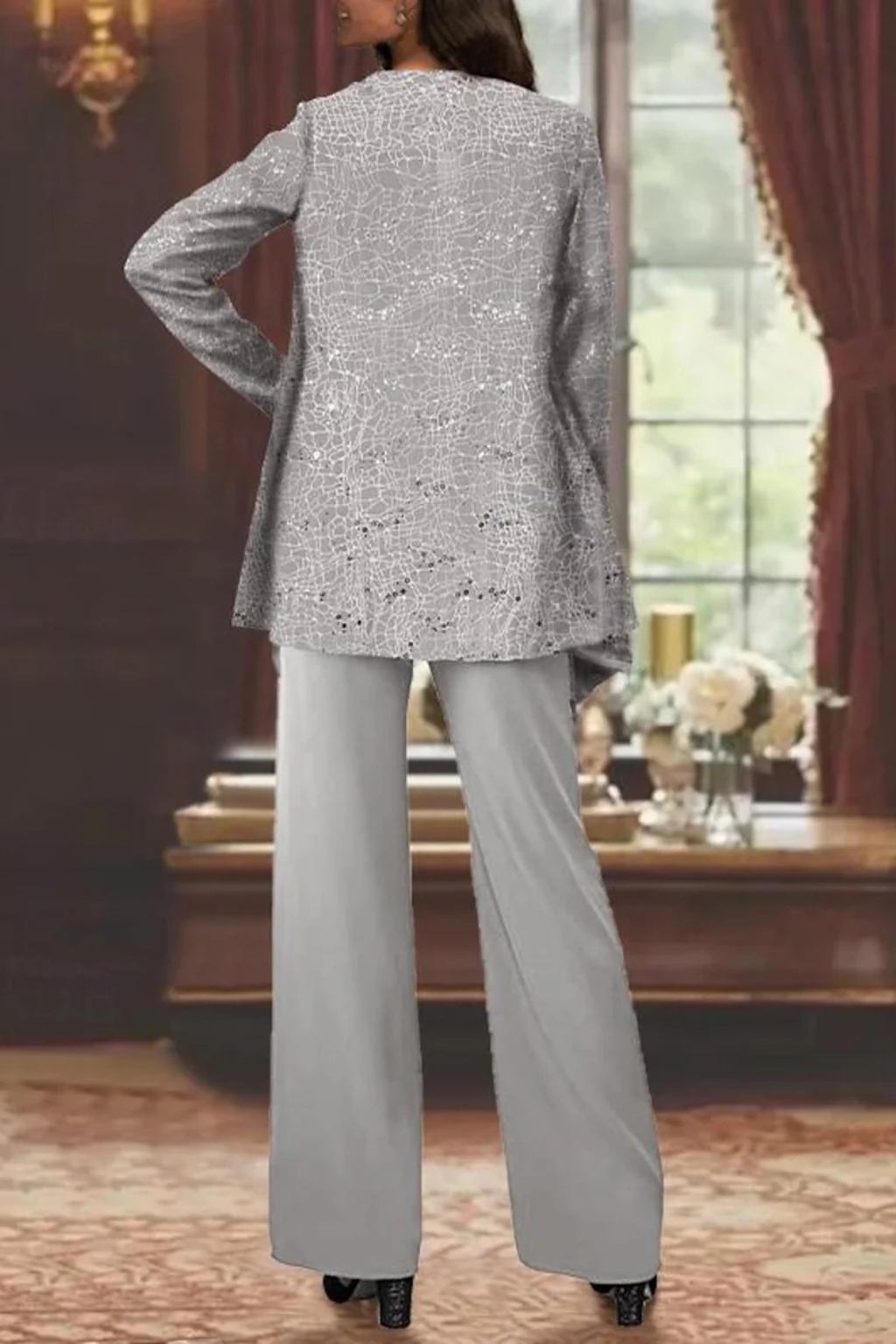 Ensemble Trois Pièces Femme Veste Pantalon Fluide