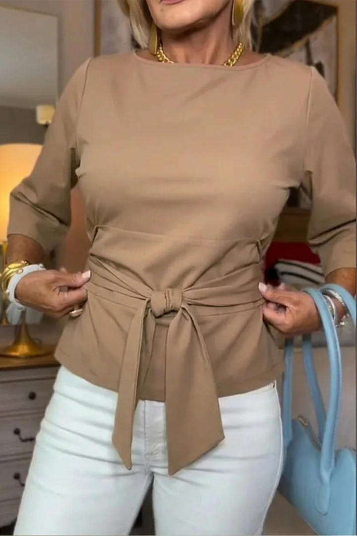 Blouse Ajustée à Manches Longues Pour Femme Avec Lien à La Taille