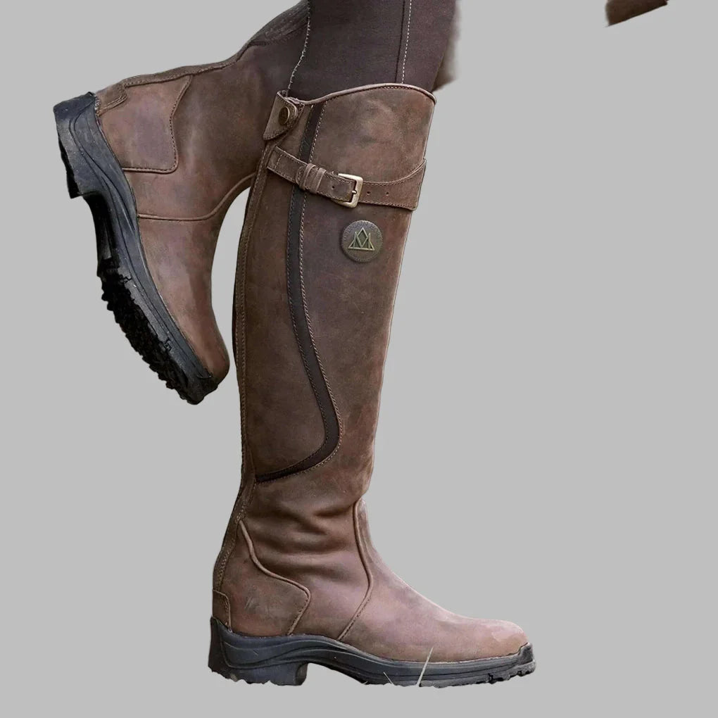 Bottes Hautes en Similicuir à Talons Bas Pour Femme