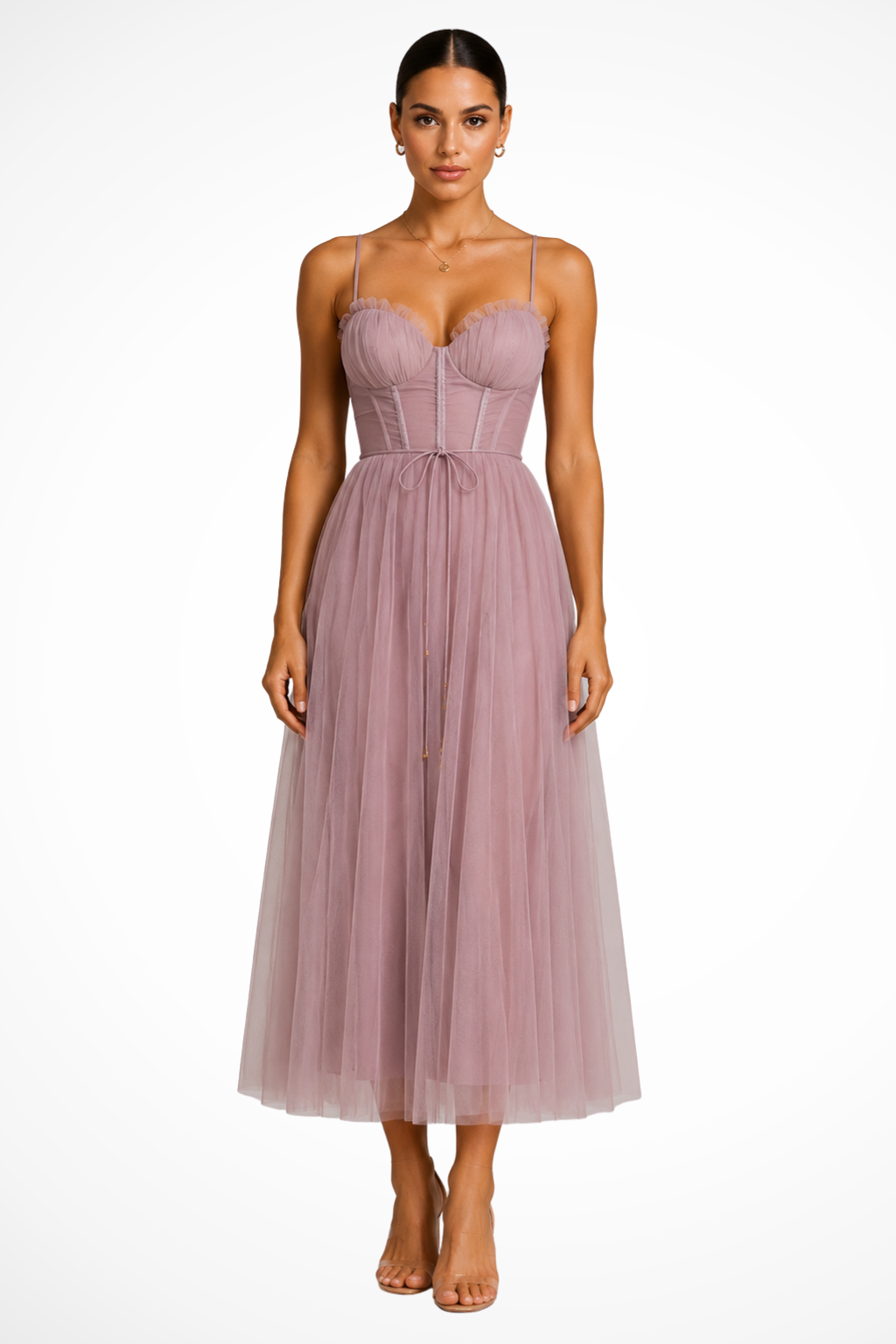 Robe Midi Bustier Tulle Femme Cérémonie