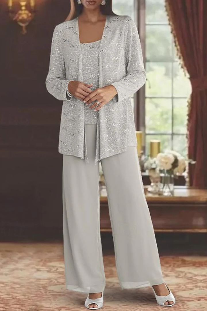 Ensemble Trois Pièces Femme Veste Pantalon Fluide