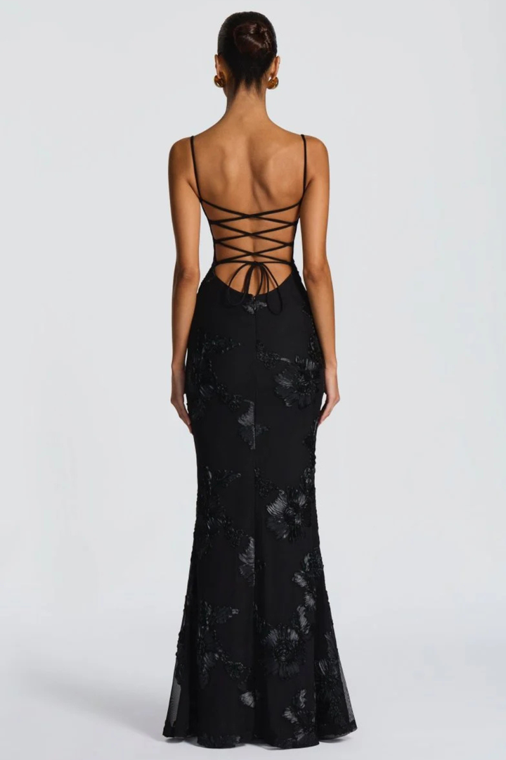 Robe Longue Sirène Femme Broderies Florales
