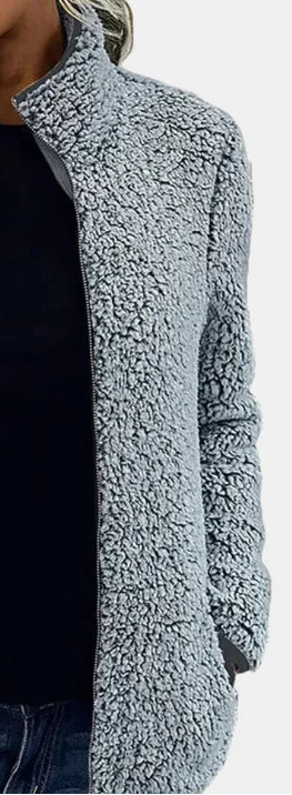 Veste D'hiver Zippée Pour Femme en Polaire Sherpa Douce
