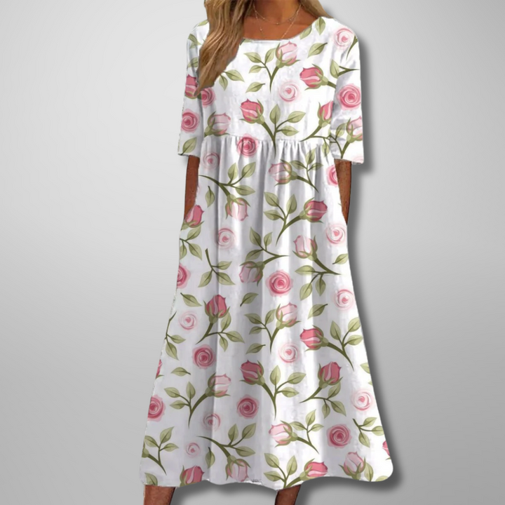 Robe Midi Fleurie Femme Coupe Fluide