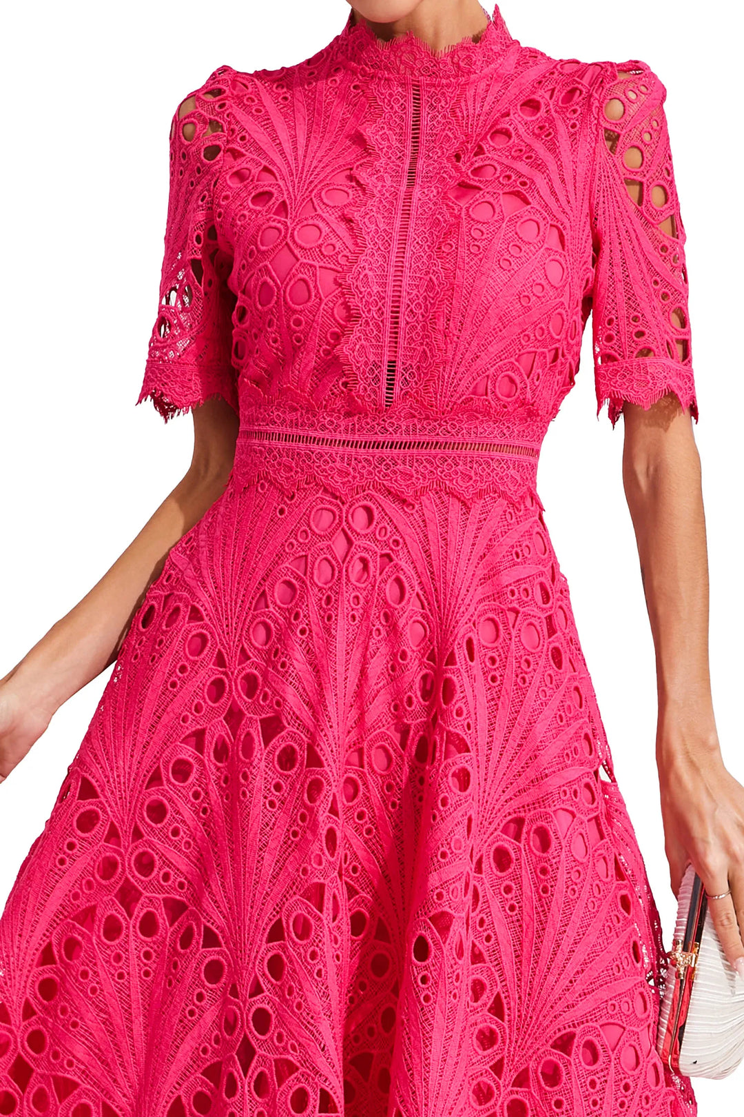 Robe Midi Dentelle Femme Col Bénitier