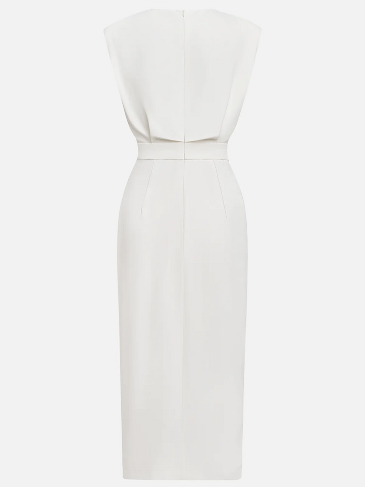 Robe Midi Femme Sans Manches Boutons Décoratifs