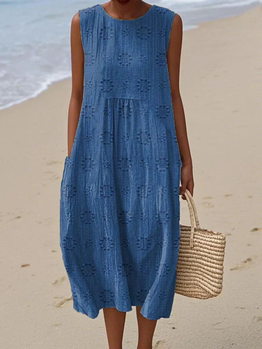 Robe Midi Femme Ample Sans Manches Été