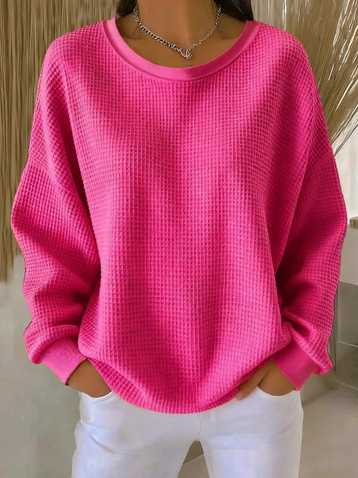 Felpa da donna a maniche lunghe in maglia goffrata