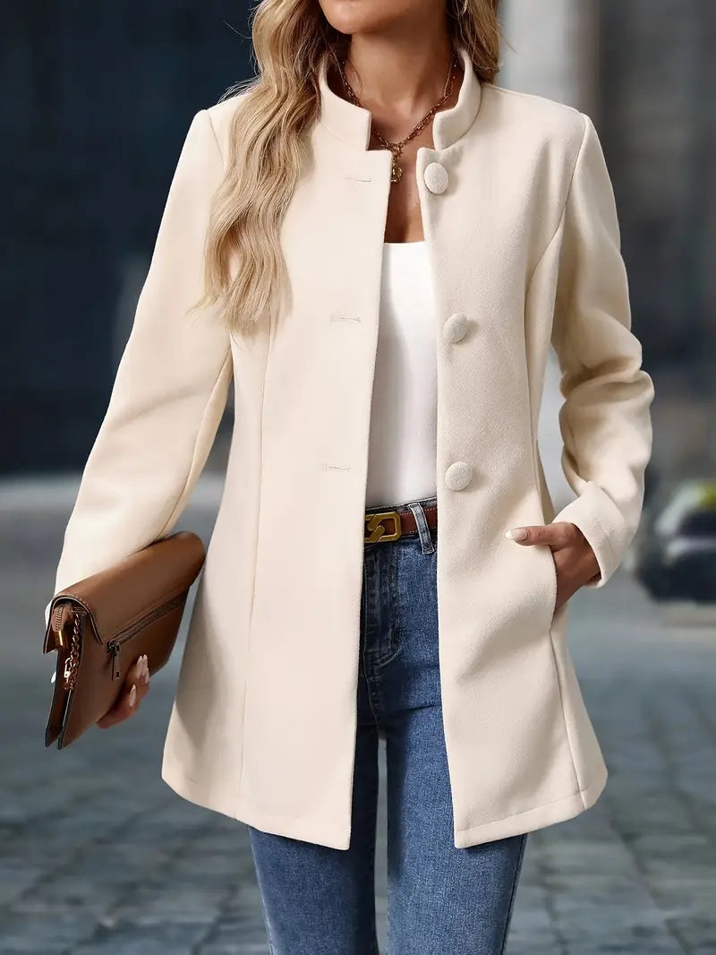 Manteau Décontracté à Manches Longues et Ouverture Frontale Pour Femme