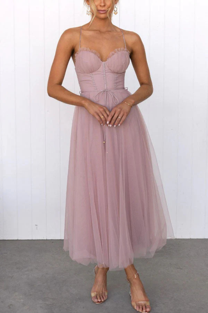 Robe Midi Bustier Tulle Femme Cérémonie