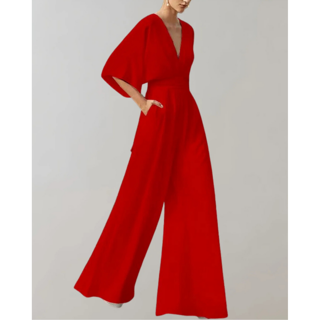 Combinaison Pantalon Femme Col V Manches Amples