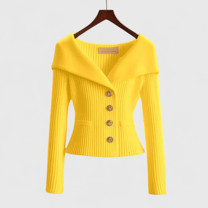 Cardigan Femme Maille Côtelée Col Châle