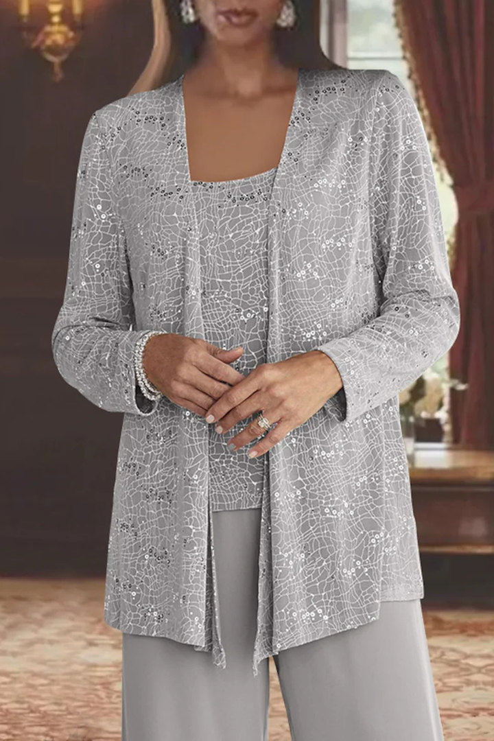 Tailleur Trois Pièces Dentelle Sequins Femme Cérémonie