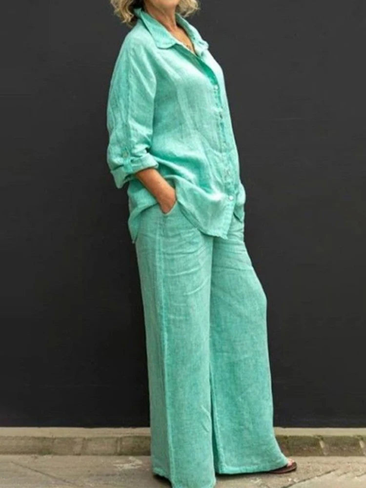 Ensemble Chemise Pantalon Lin Femme