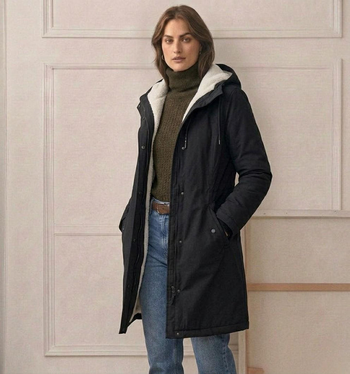 Damparkas med huva och fleecefoder