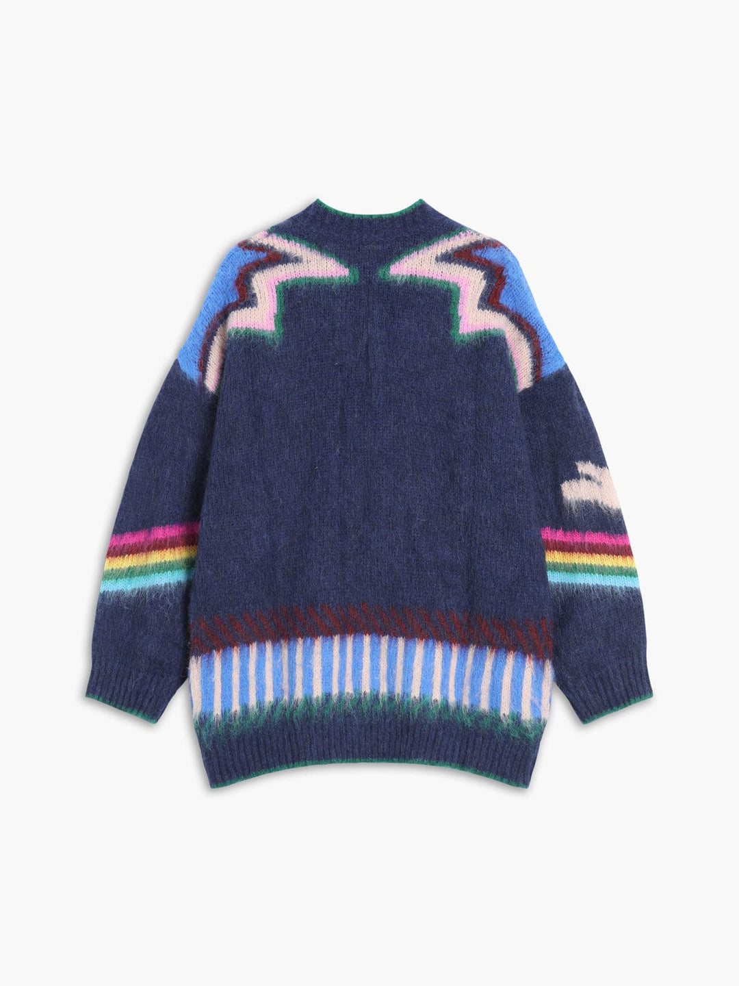 Women's Oversized Knit Cardigan with Geometric Star Patterns