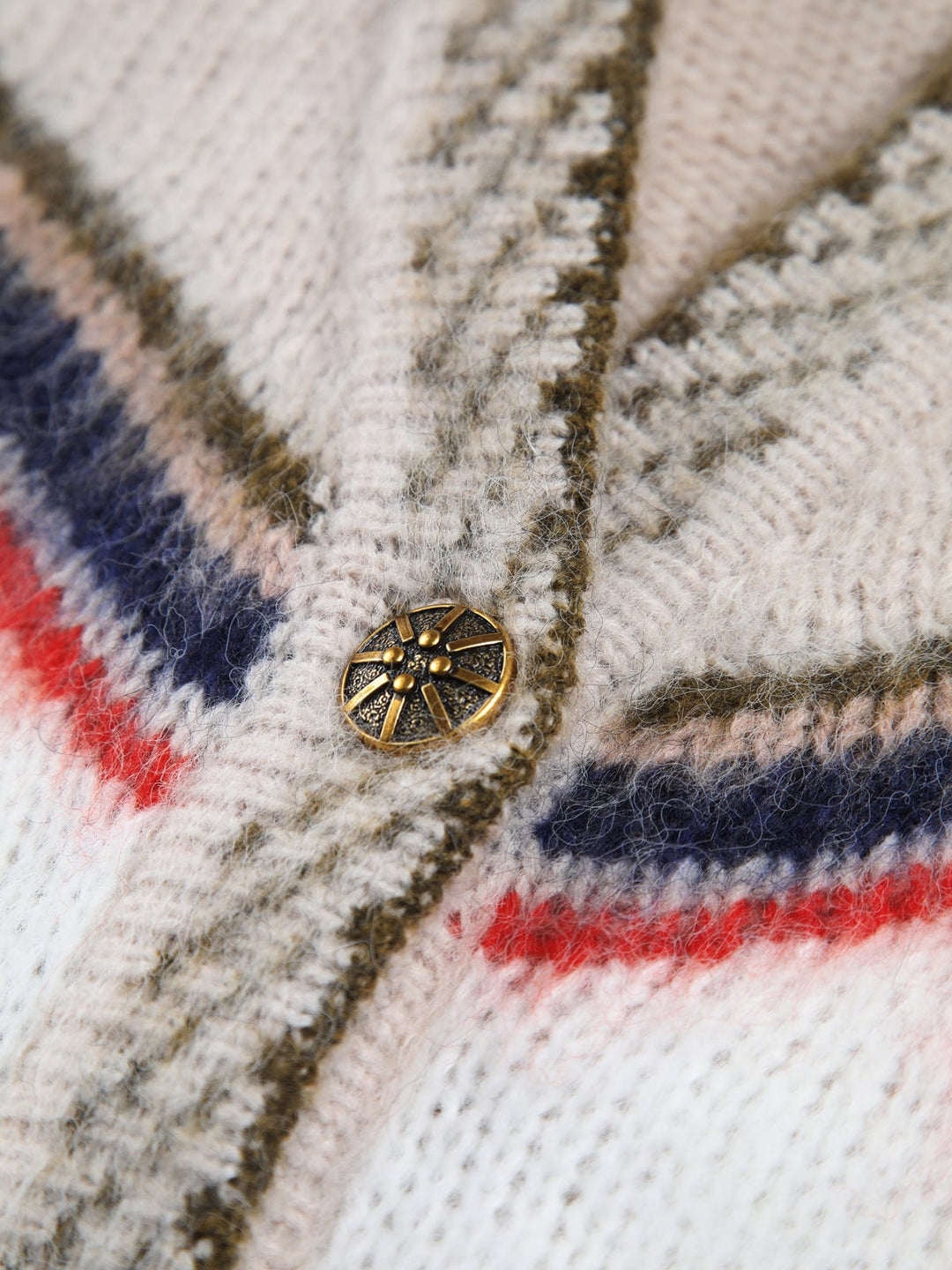 Women's Oversized Knit Cardigan with Geometric Star Patterns