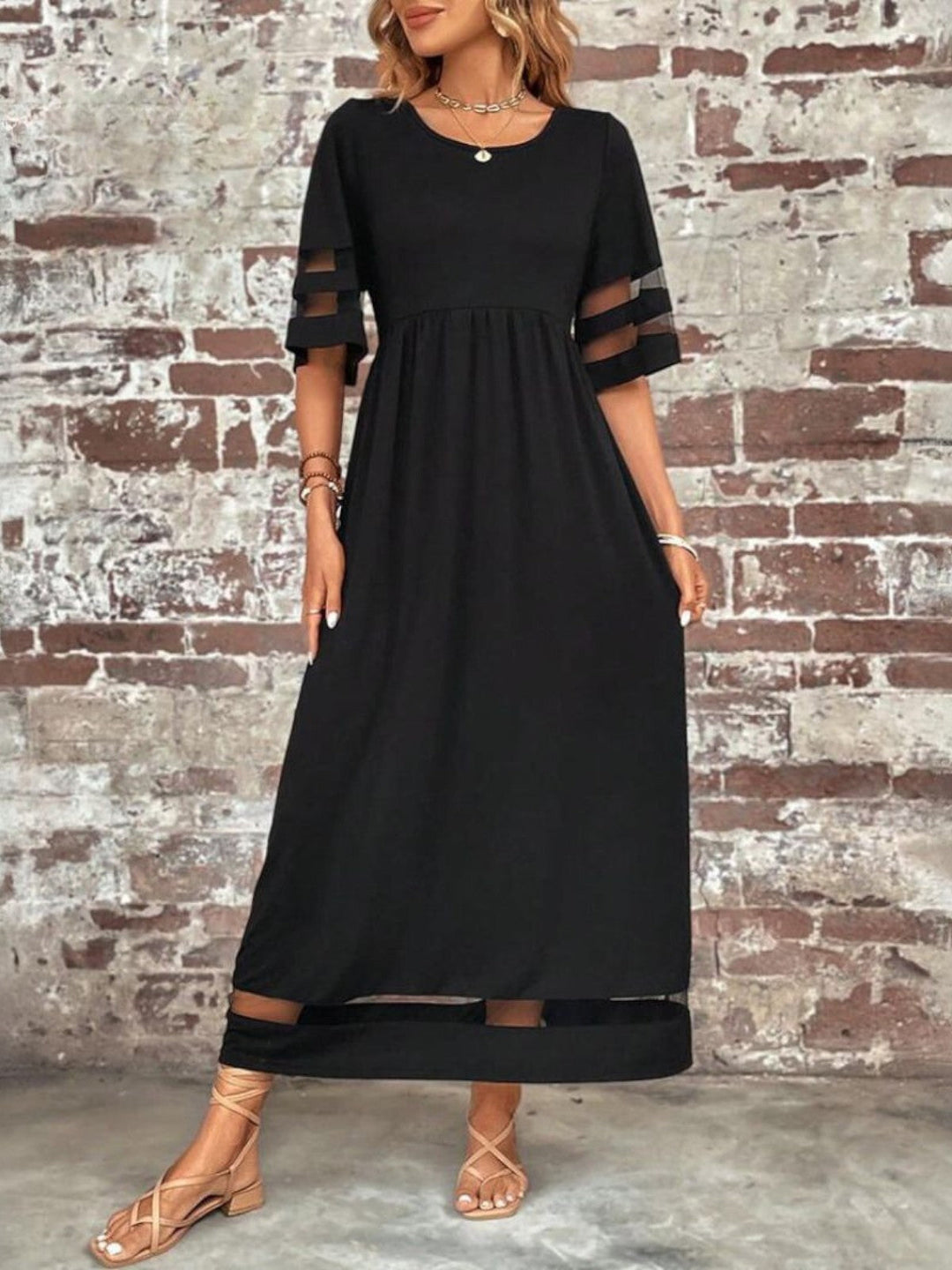 Robe Longue Bohème Femme Manches Mi-Longues