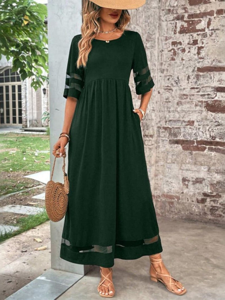 Robe Longue Bohème Femme Manches Mi-Longues