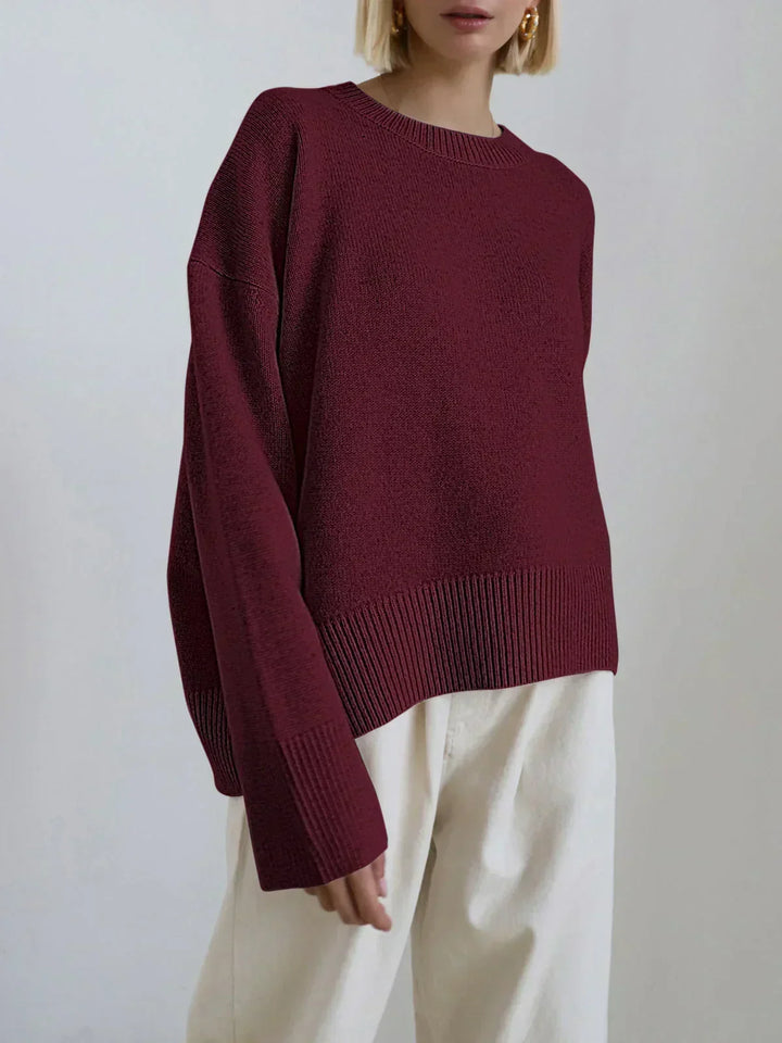 Dámský oversized svetr s kulatým výstřihem