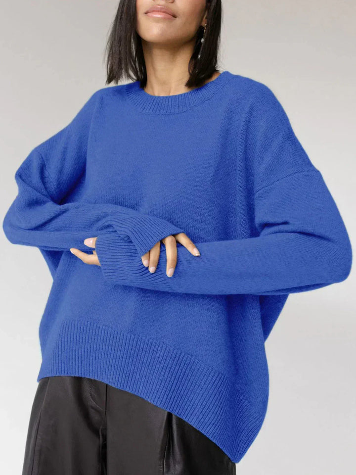 Dámský oversized svetr s kulatým výstřihem