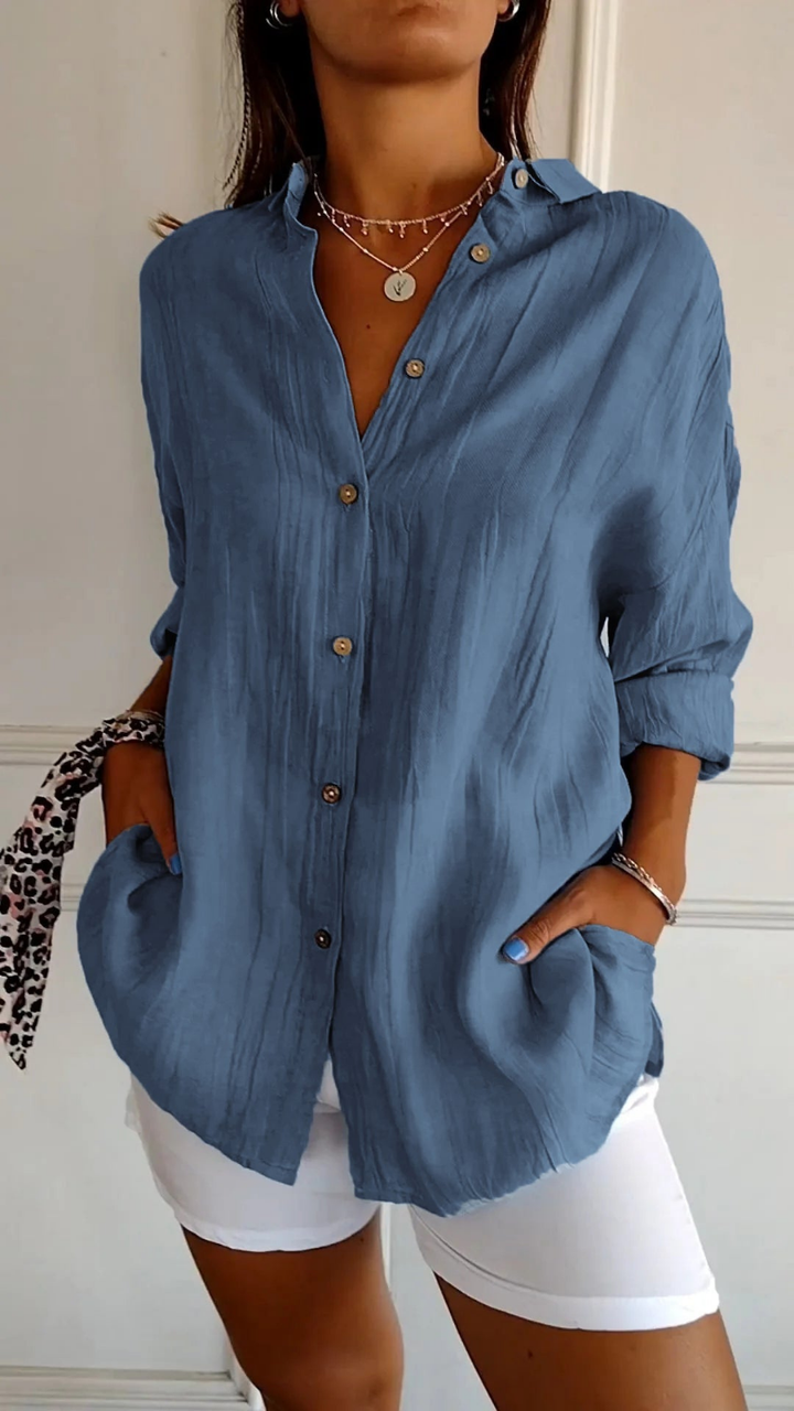 Chemise Lin Oversized Femme Boutonnée