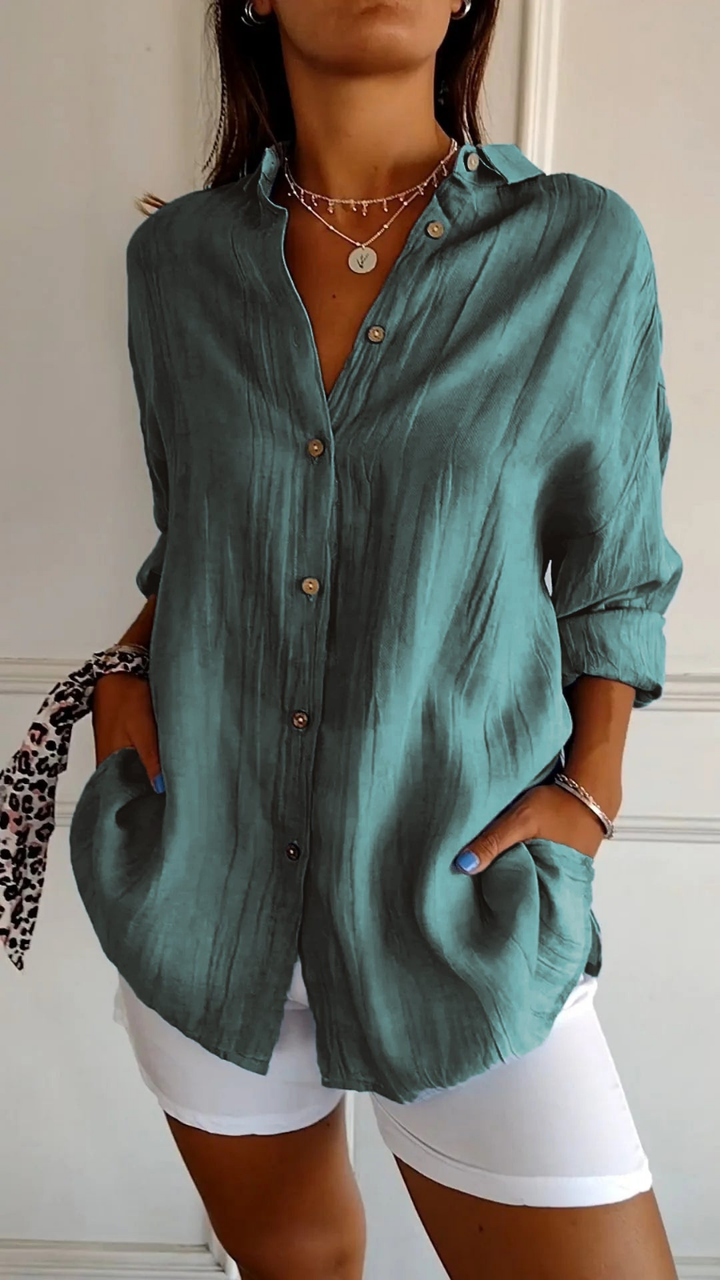 Chemise Lin Oversized Femme Boutonnée