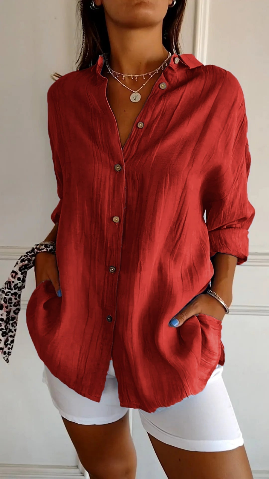 Chemise Lin Oversized Femme Boutonnée