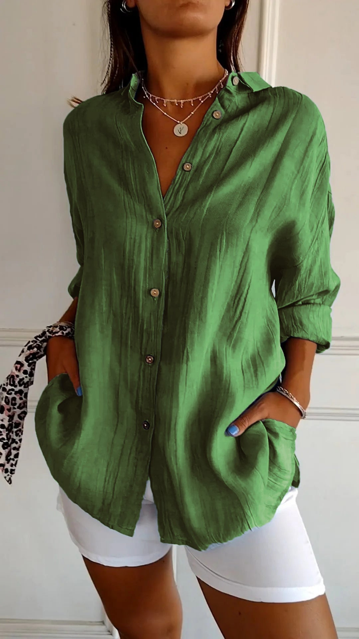 Chemise Lin Oversized Femme Boutonnée