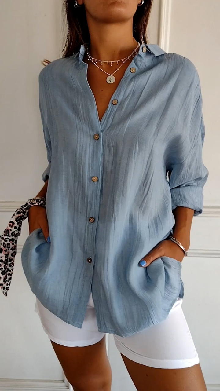 Chemise Lin Oversized Femme Boutonnée