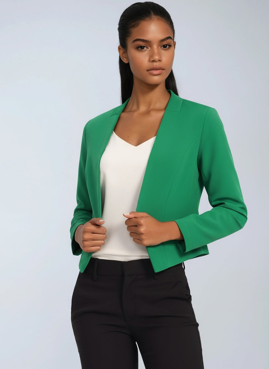 Blazer Élégant et Structuré Pour Femme Ouvert Sur Le Devant