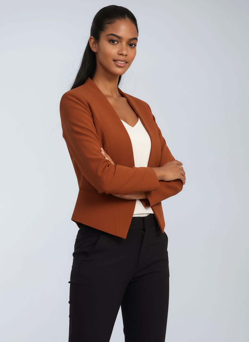 Blazer Élégant et Structuré Pour Femme Ouvert Sur Le Devant
