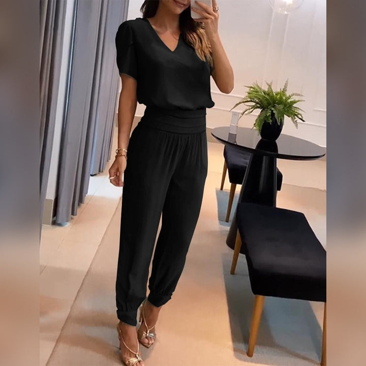 Combinaison Femme Manches Courtes Col V