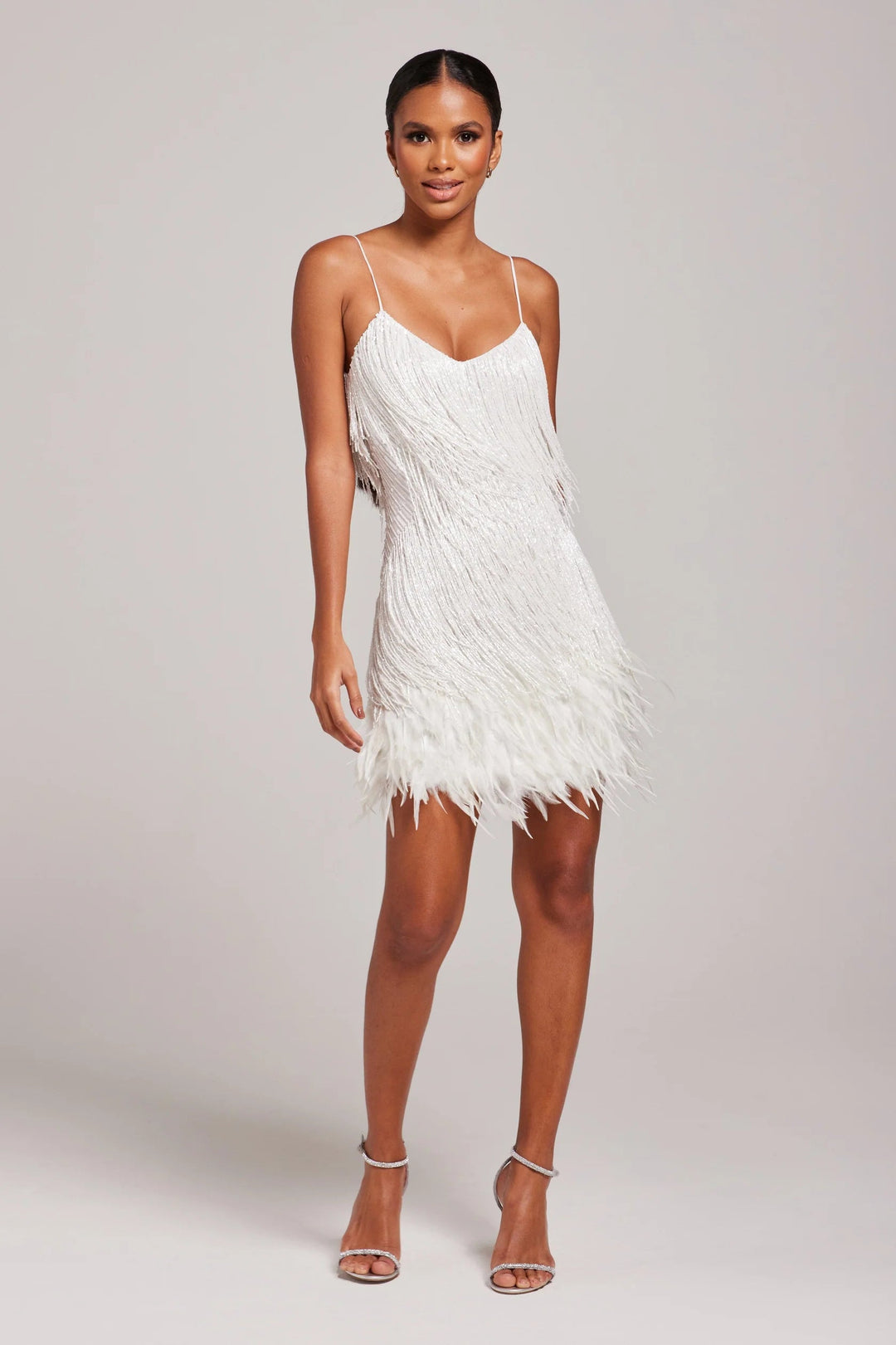 Robe Cocktail Mini Femme Franges Plumes Soirée