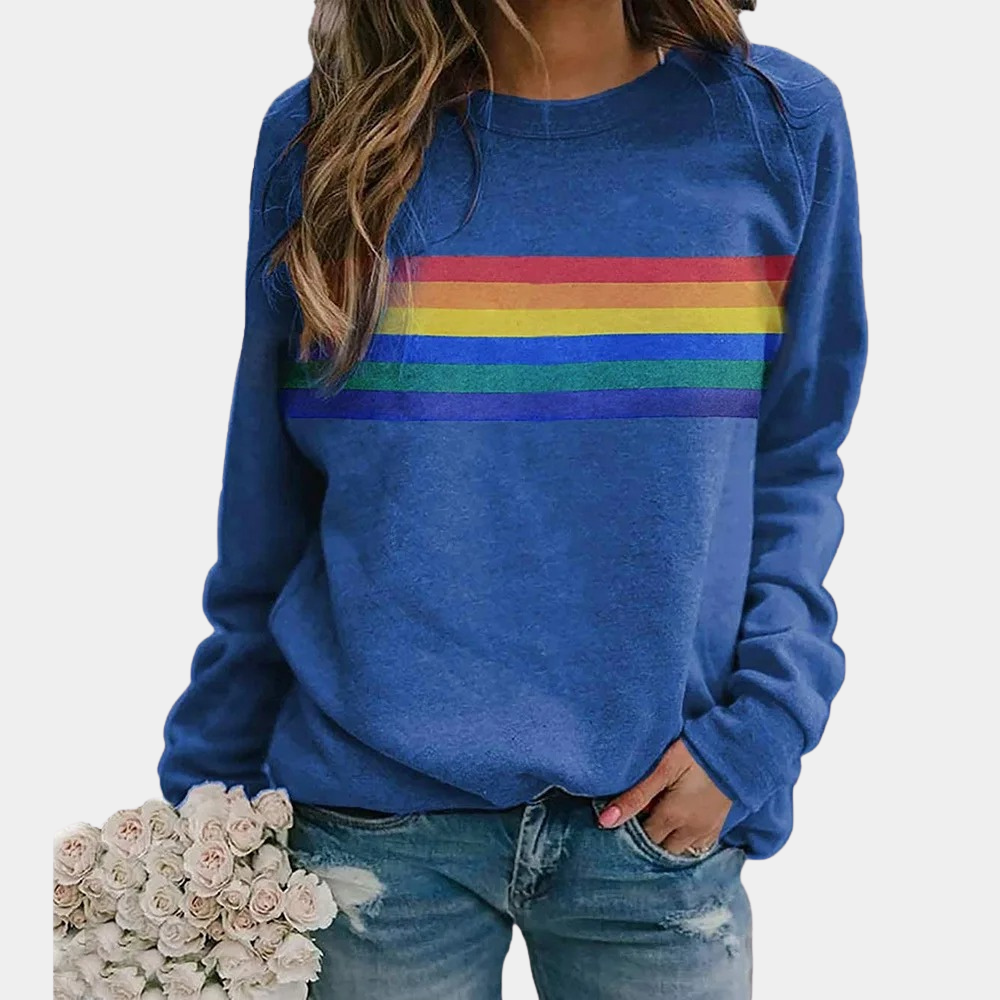Damen-Sweatshirt mit Regenbogenstreifen