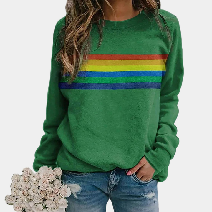 Damen-Sweatshirt mit Regenbogenstreifen