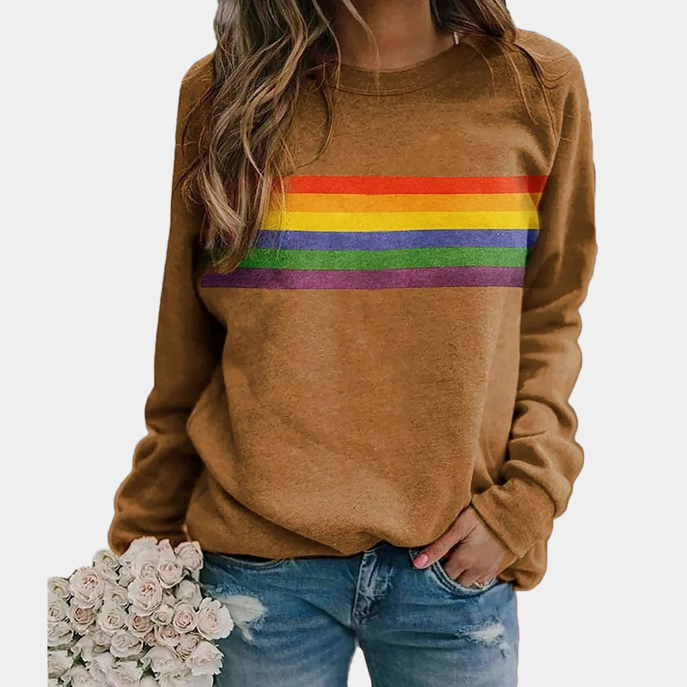 Damen-Sweatshirt mit Regenbogenstreifen