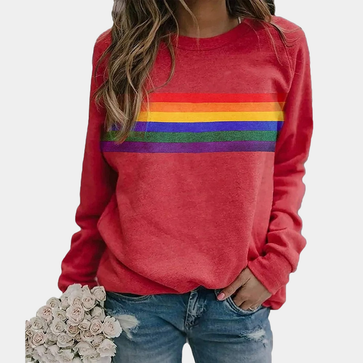 Damen-Sweatshirt mit Regenbogenstreifen
