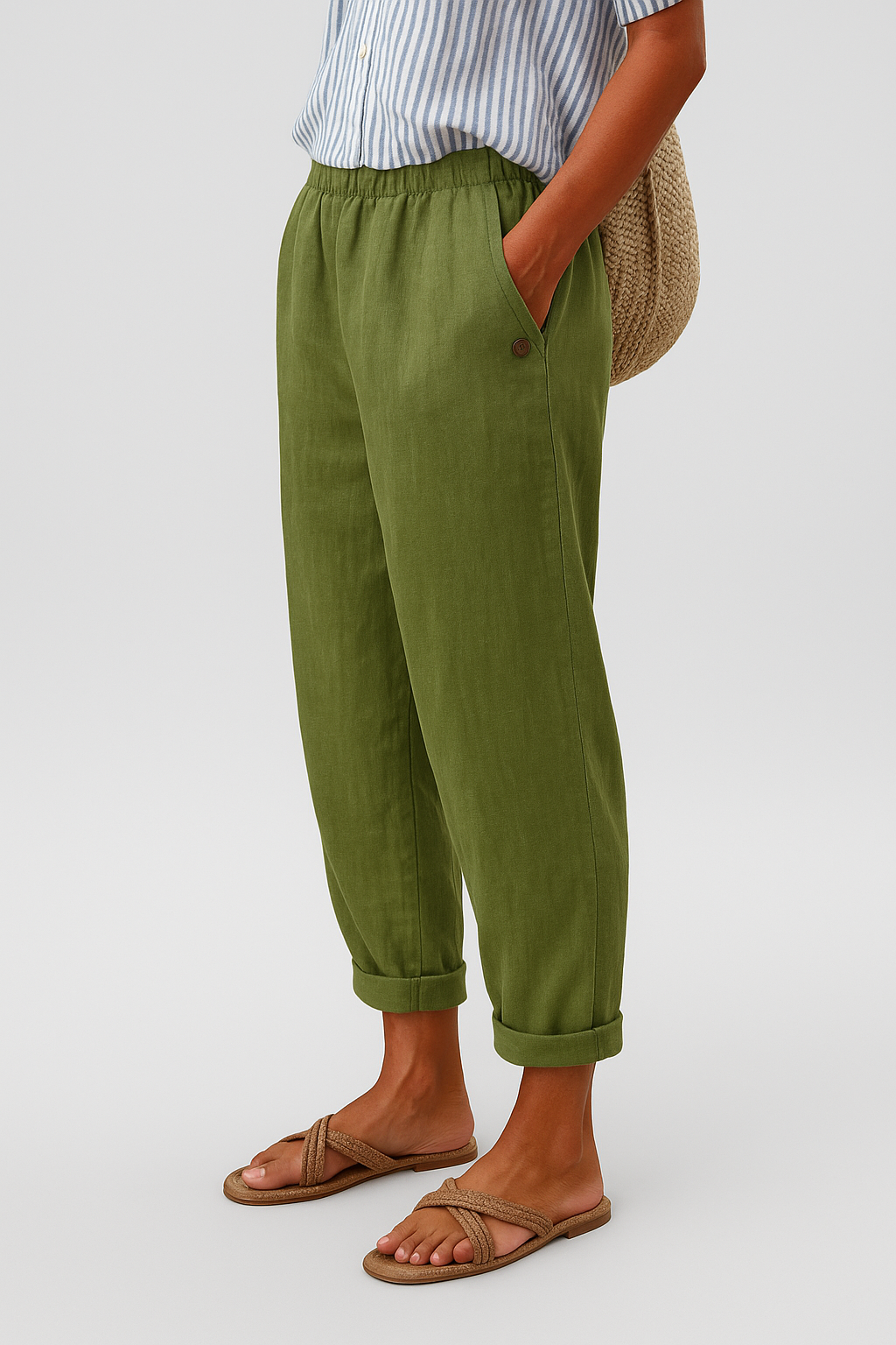 Pantalon Ample Femme Poches Casual Chic